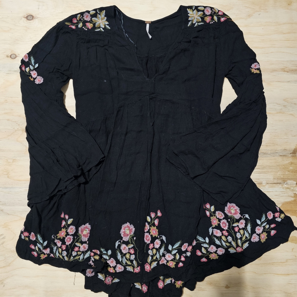 Free People Boho Black Mini Dress